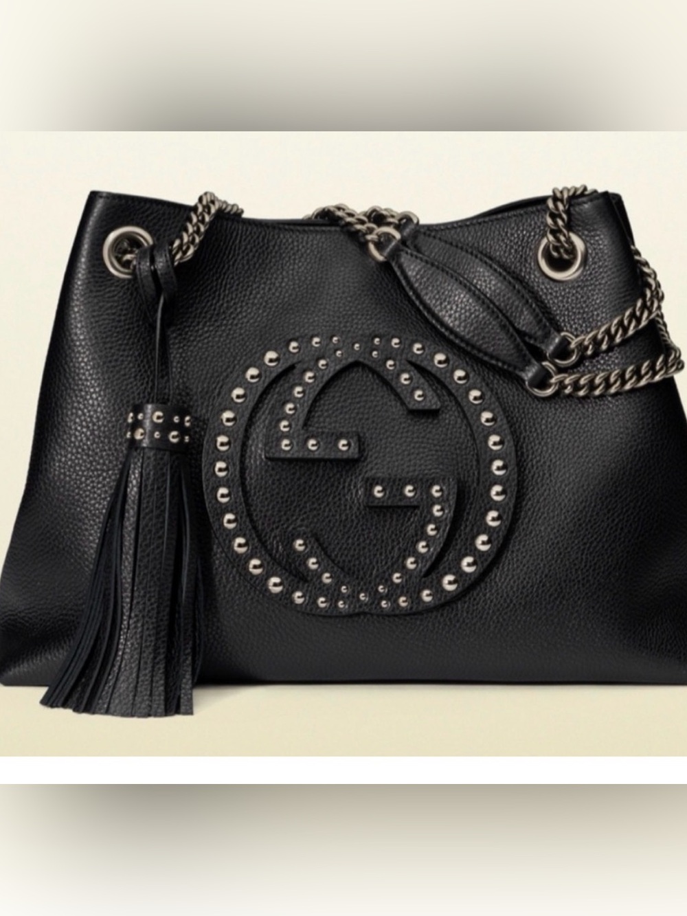 Gucci black studded shoulder bag